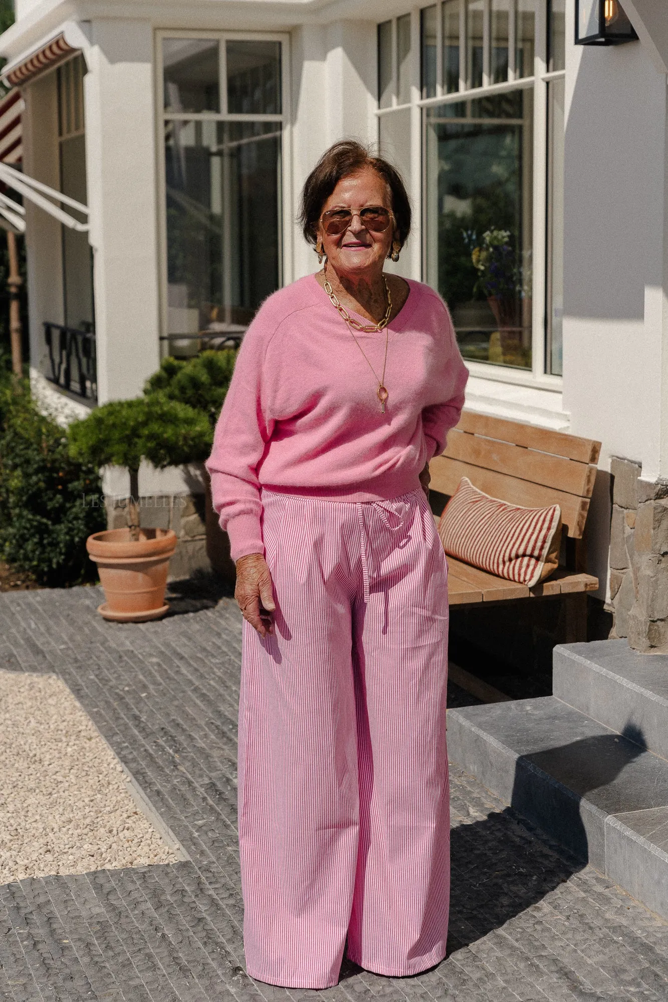 Sienna striped pants fuchsia