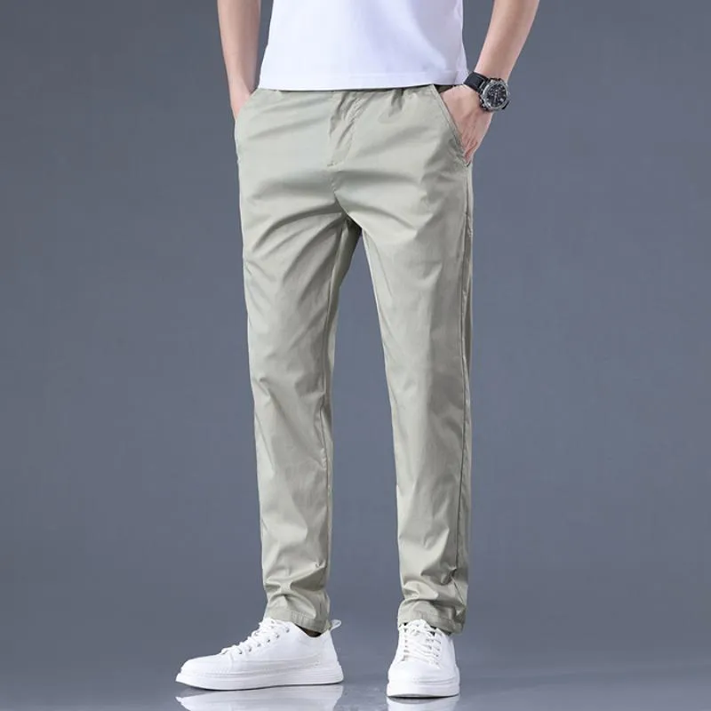 Soft Elastic Waist Breathable Lyocell Tencel Tapered Versatile Pants