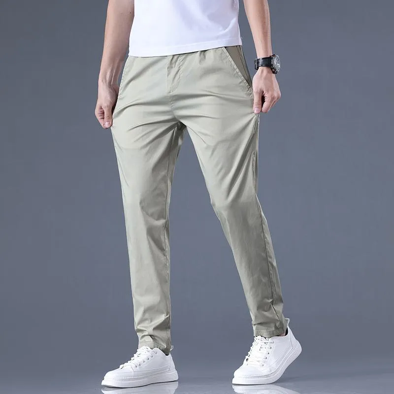 Soft Elastic Waist Breathable Lyocell Tencel Tapered Versatile Pants