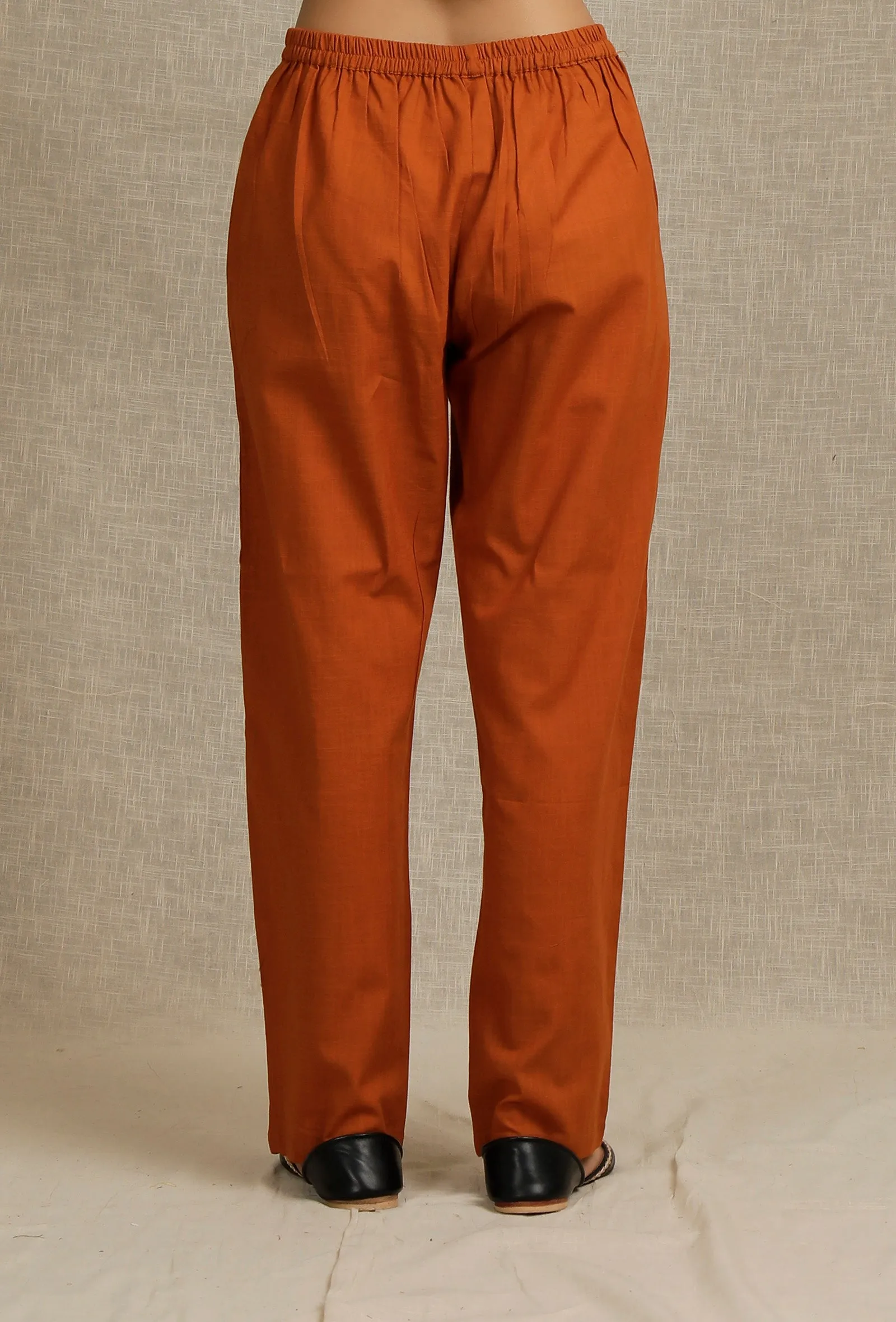 Solid Orange Rust Narrow Fit Pants