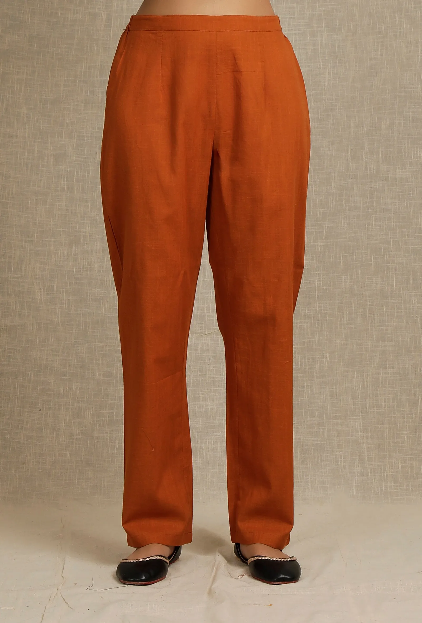 Solid Orange Rust Narrow Fit Pants