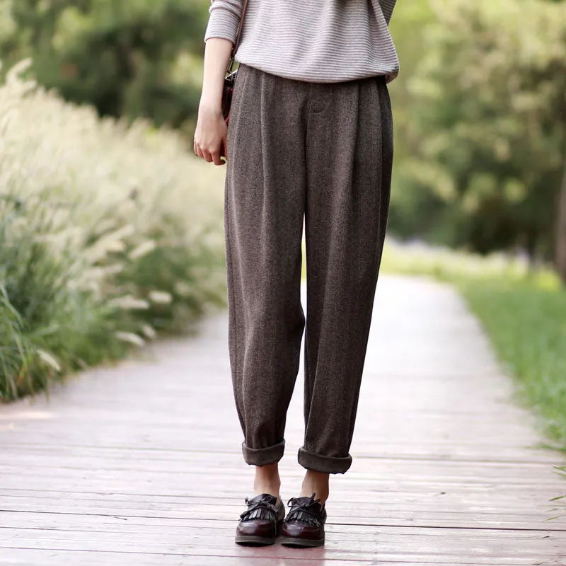 Spring Autumn Women Casual Cotton Pants with Pockets SXM97271