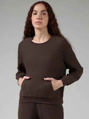 Studiofit Brown Ribbed Sweatshirt