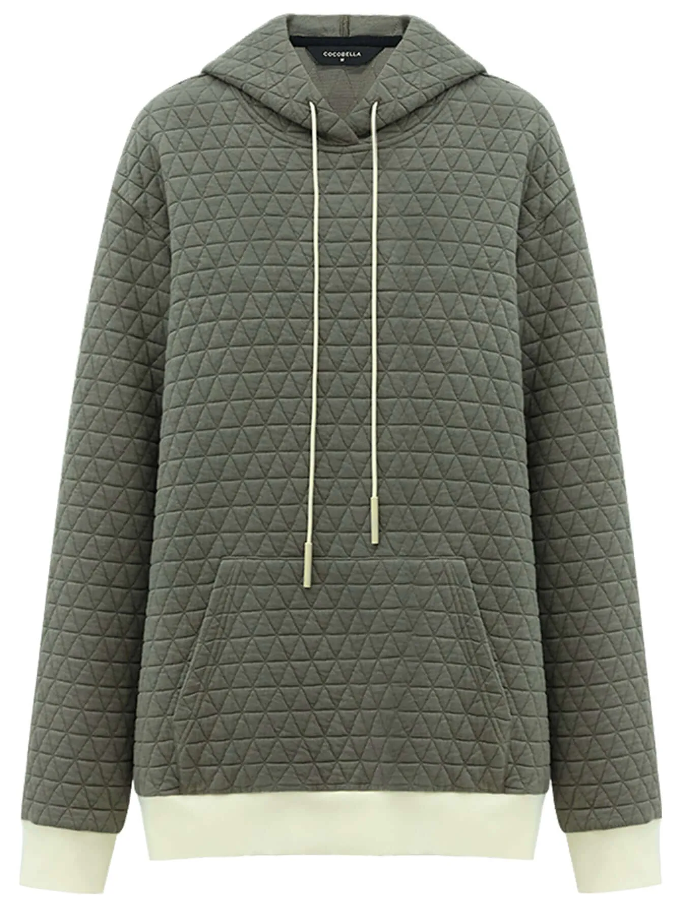 Stylish Geometric Grey Quilted Hoodie