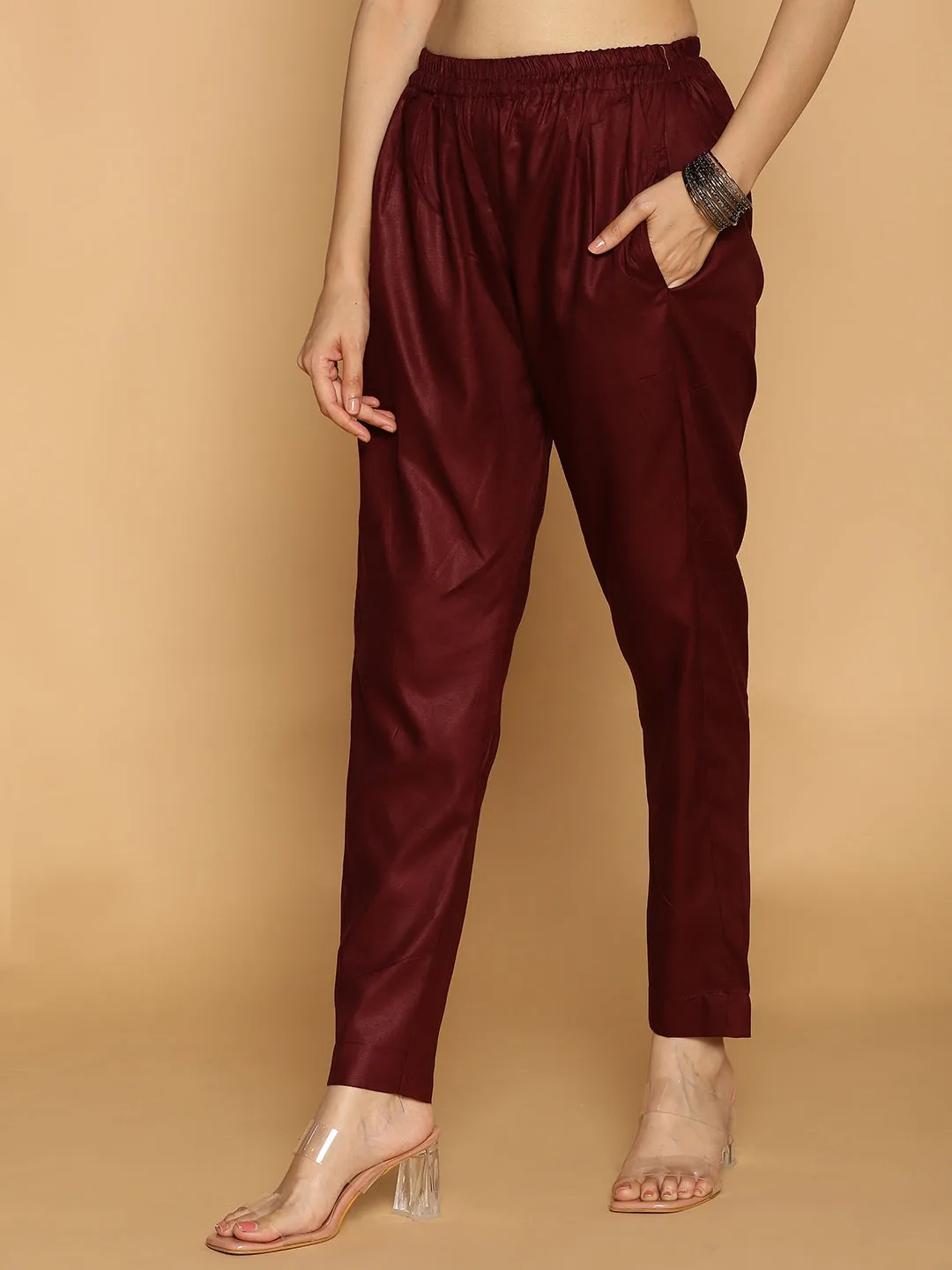 Wine Rayon Pants